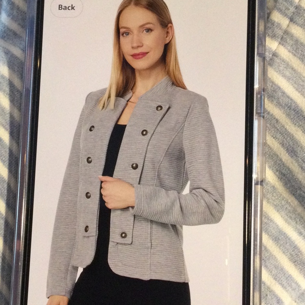Tommy Hilfiger Military Light Blue / White Striped Blazer Pockets Size M